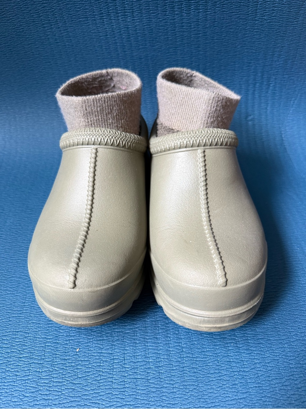 UGG Green Rainboot Slip-On Clog with Green Knit Sock